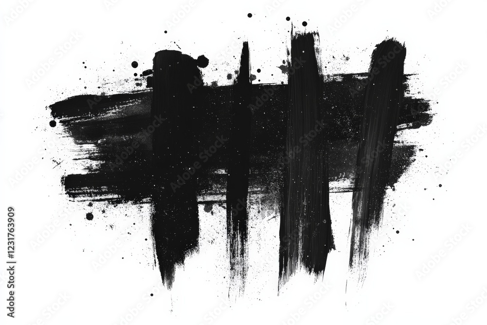 Poster abstract black paint strokes creating a bold artistic background for contemporary design elements