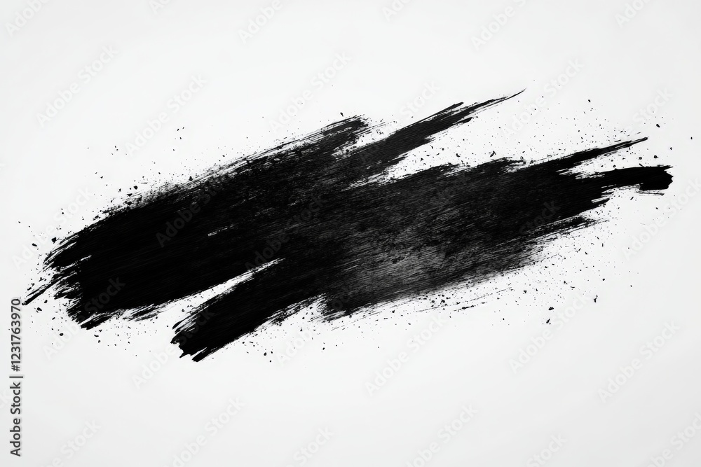 Poster black paint smear on white background creating an abstract artistic effect