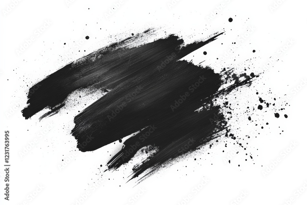 Poster abstract black paint splash creating a dramatic visual impact on a clean white background