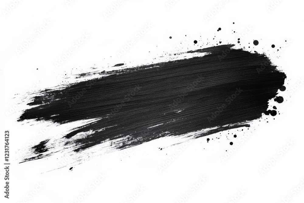 Poster black paint splash on white background creating an artistic contrast