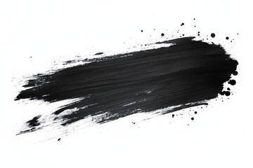 Black paint splash on white background creating an artistic contrast