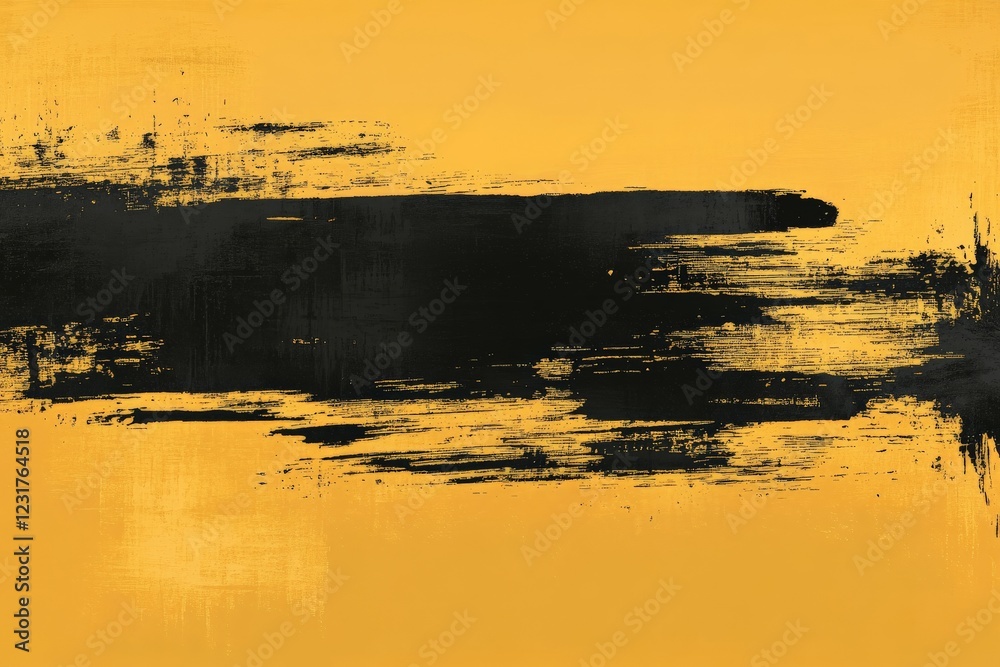 Aufkleber bold abstract design featuring striking black and yellow brush strokes across a textured background