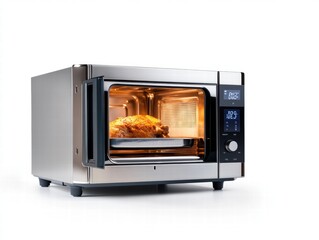Obraz premium A microwave oven with a piece of chicken inside