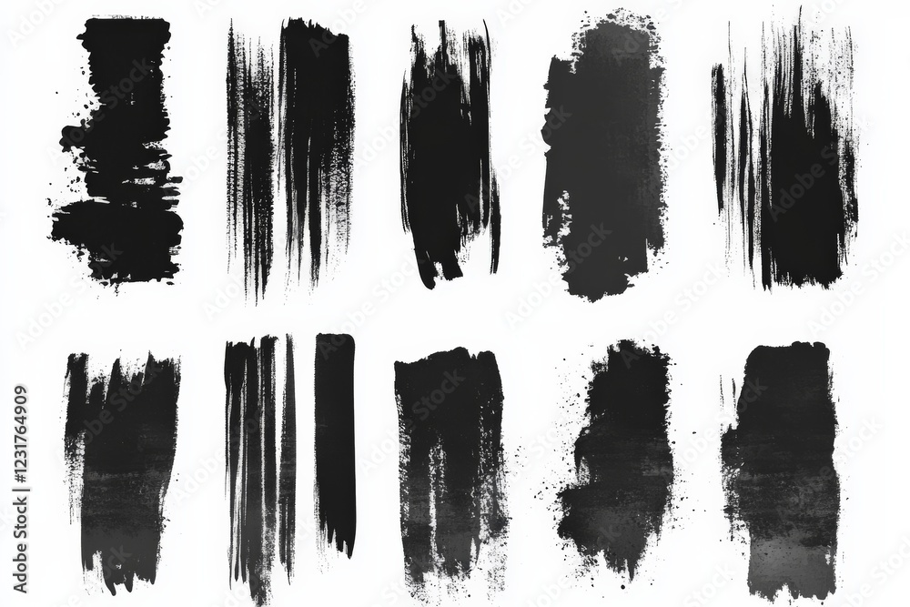 Poster abstract black brush strokes on a white background ideal for graphic design and artistic projects