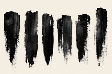 Black paint strokes arranged in various directions on a neutral background