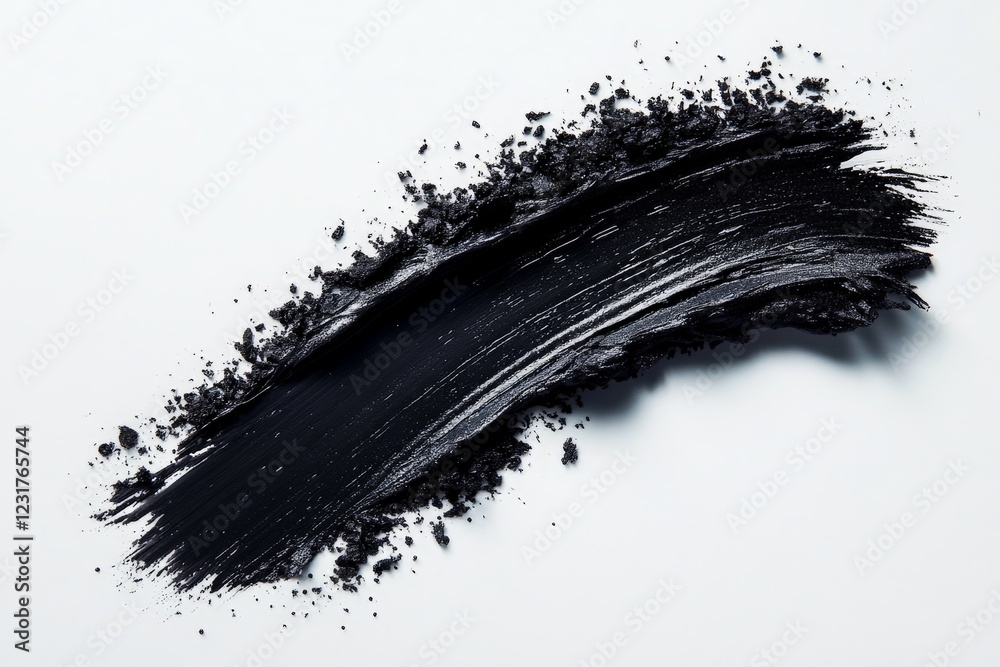 Poster artistic black paint stroke on white background showcases texture and contrast in creativity and des