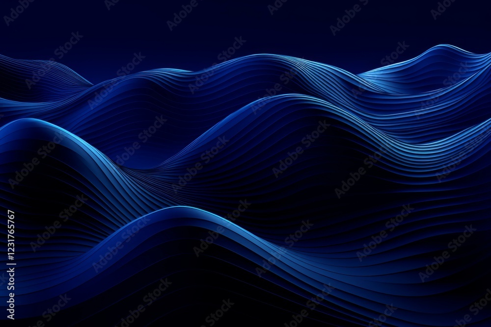 Poster smooth blue waves creating an abstract and elegant background with a 3d effect