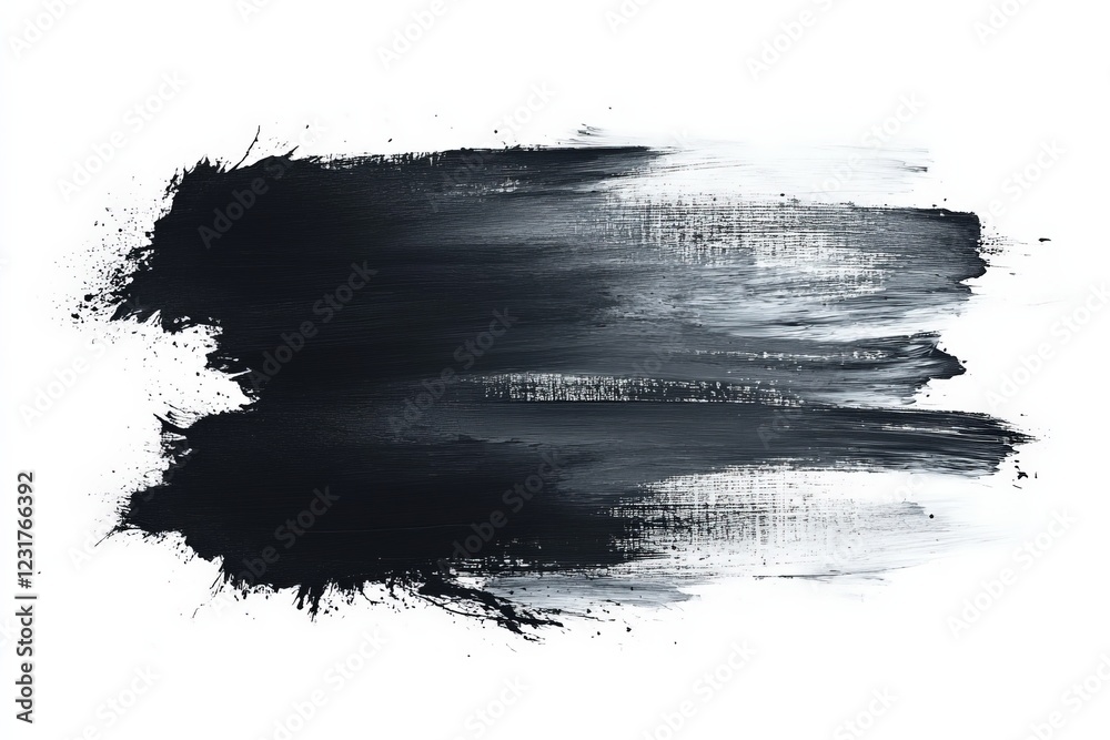 Aufkleber abstract black and white paint stroke created with a brush on a white background showcasing artistic
