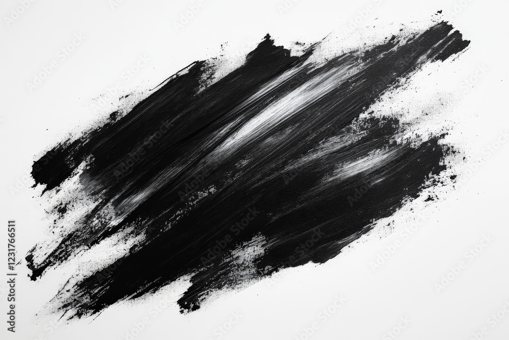 Aufkleber artistic black and white brush strokes create a dynamic and bold texture on a white surface