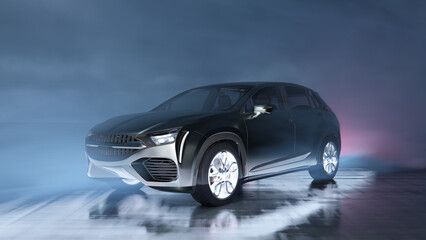 Kleiner SUV im Nebel