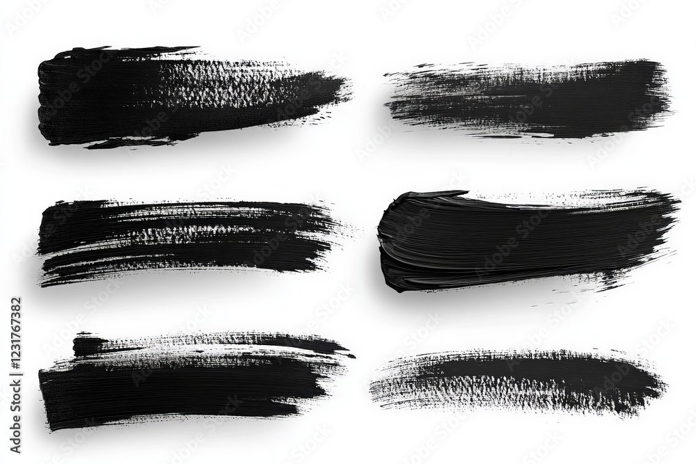 Poster various strokes of black paint on a white background showcasing artistic textures and styles