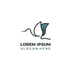 Simple elegant stork logo vector, lineart and shape style