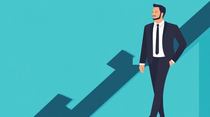 Fototapeta premium Confident Businessman on Growth Trajectory: Success and Ambition