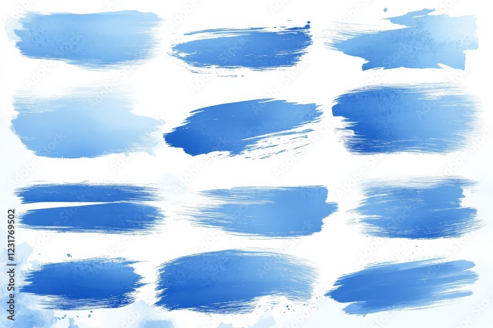 Poster Colorful blue brush strokes arranged in a grid pattern highlighting creativity and artistic expression