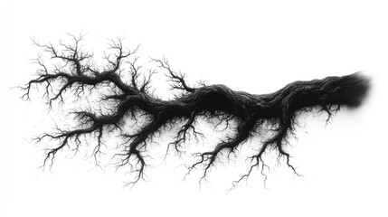 Obraz premium Intricate black tree root illustrations in realistic detail, ideal for nature-themed logos or graphic designs