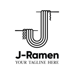 ramen noodle logo in the shape of a J, ramen logo, fast food logo