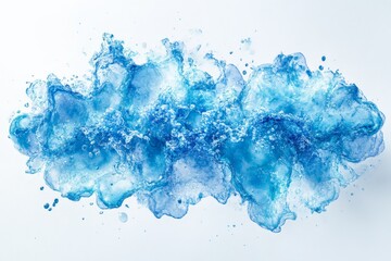 Obraz premium Dynamic splash of blue water creating an artistic wave pattern against a white background