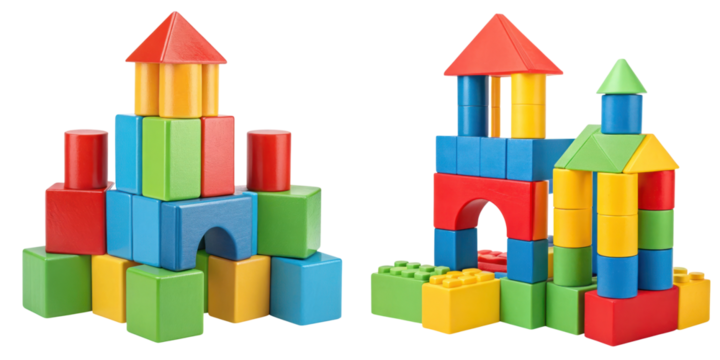 Colorful building blocks toy set for educational play and creativity. Perfect for developing fine motor skills and imaginative building
