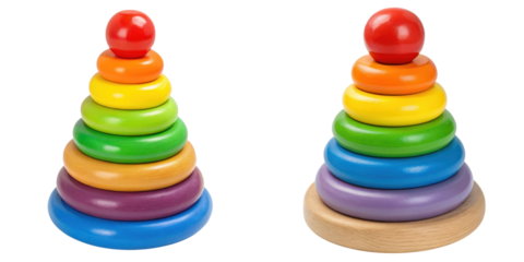 Colorful stacking rings toy for toddlers, promoting fine motor skills and cognitive development. Perfect for playtime and learning