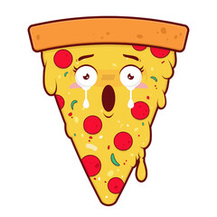 pizza scared face cartoon cute