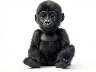 Baby gorilla sitting candidly wildlife sanctuary animal photography studio setting close-up adorable moments