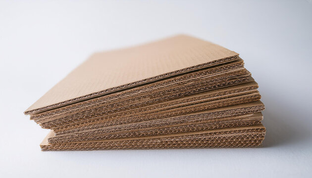 Cardboard stack on white backdrop.