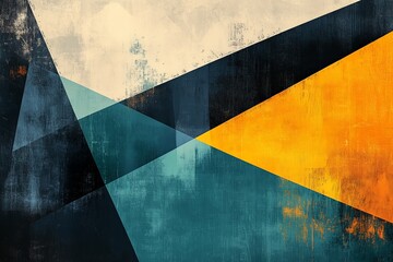 Geometric shapes in vibrant colors create a striking abstract composition for modern aesthetic