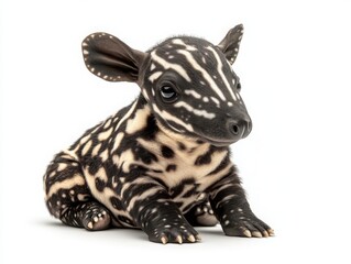 Fototapeta premium Baby tapir playfully posing wildlife sanctuary animal photography natural habitat close-up adorable concept