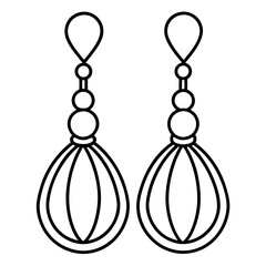 Trendy Earring Design Outline Vector