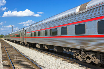 Fototapeta premium Passenger train car, ideal for public transit and long-distance travel concepts