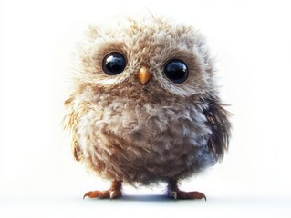 Fluffy round owl natural habitat wildlife photography soft light close-up adorable bird concept