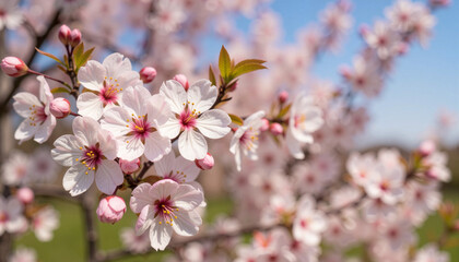 Blooming cherry blossoms in spring garden, natural beauty