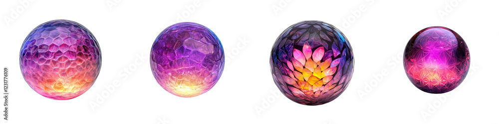 Wall mural mesmerizing holographic spheres with vibrant kaleidoscopic patterns ethereal reflections and a capti