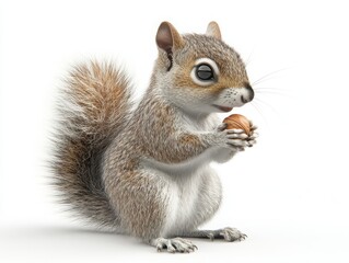 Obraz premium Tiny squirrel holding nut forest habitat wildlife photography natural environment close-up view adorable concept