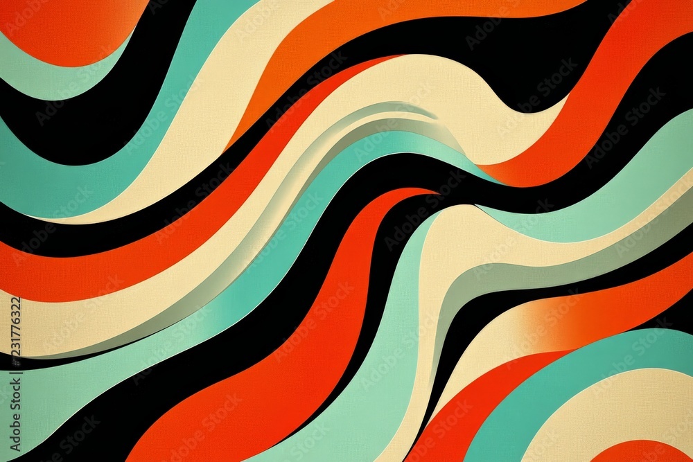 Poster Abstract waves in vibrant colors create a dynamic visual experience across a textured background