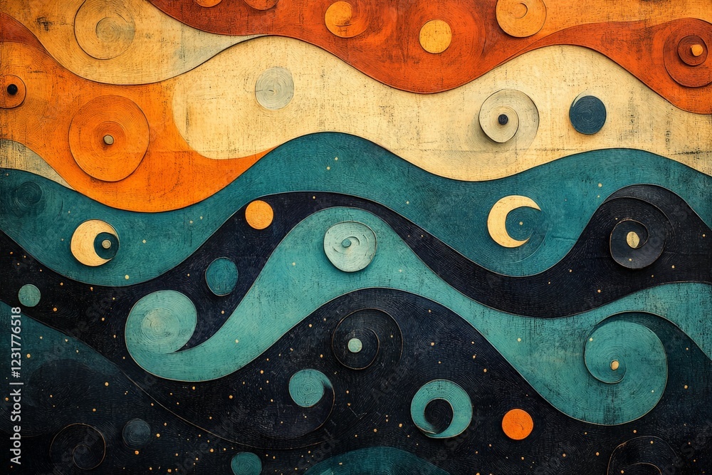Leinwandbilder Vibrant swirling patterns create a lively visual experience in an abstract artwork