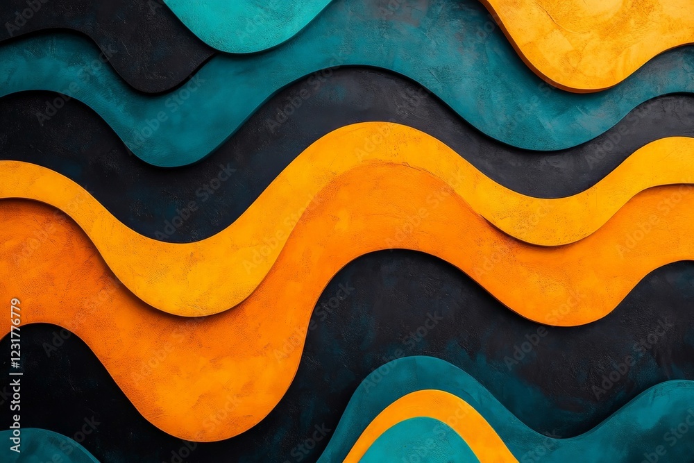 Poster Colorful wavy patterns create a modern abstract wall design in a contemporary setting
