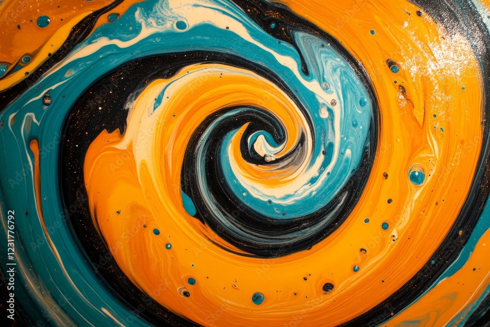 Aufkleber Colorful swirling abstract art with vibrant orange and blue patterns creating depth and movement