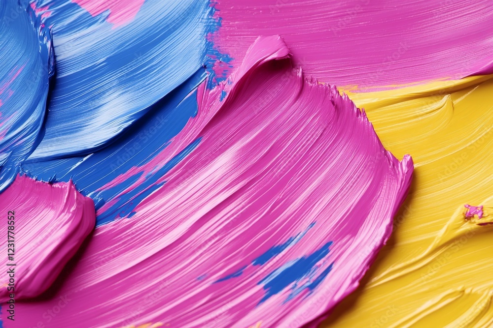 Poster vivid strokes of color blend together on canvas creating a vibrant abstract art piece in bright shad