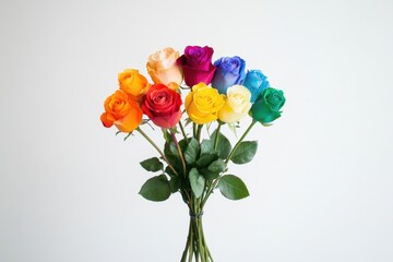 Obraz premium Colorful roses bouquet white background