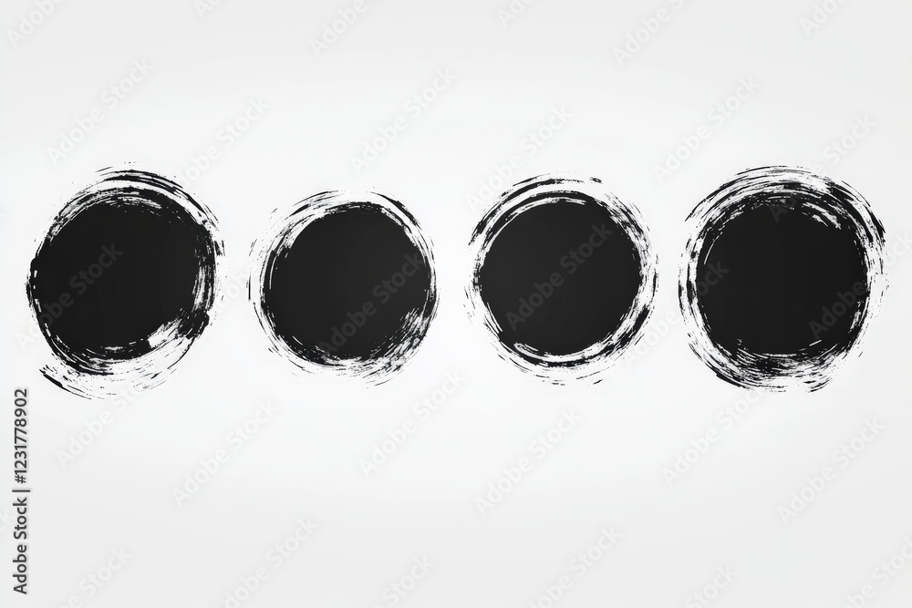 Aufkleber abstract black circles on a light background showcase artistic brush strokes and minimalist design