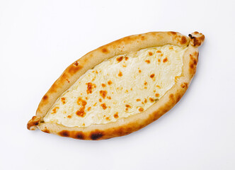 Delicious khachapuri served on a clean white background perfect for culinary showcases or menu designs