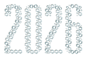 2026 number made of metal nutson transparent background. 2026 Happy New Year. Christmas 2026. 2026 metal digits for diaries, notebooks, calendars, social media
