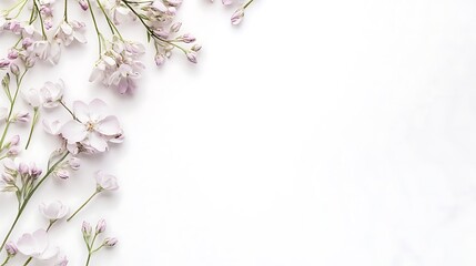 Delicate Pink Blossoms Arranged on White Background