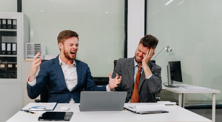business team sitting stress and worried problems from working in the office.