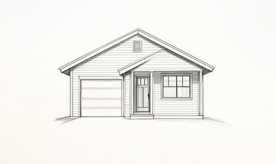 Sketch of a Small House with Attached Garage