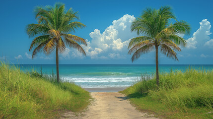 Obraz premium Beautiful beach on island. Tropical Paradise Beach Concept