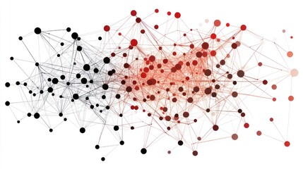 Abstract network visualization with interconnected nodes in varying sizes and colors.