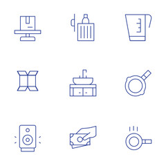 Hotel Management icons set. Thin Line style, editable stroke. kitchen sink, cardboard box flattened, haul away furniture service, dispose of cooking oil