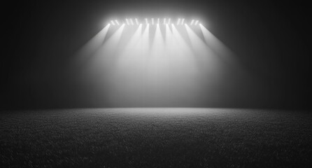 Obraz premium A stadium with a large empty field and a large lighted sign that says 